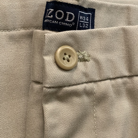 Izod American Chino cotton khaki flat front pants - Picture 6 of 15